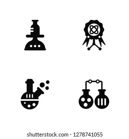 Vector Illustration Of 4 Icons. Editable Pack Scale, Flask, Award, undefined.