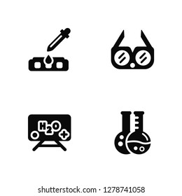 Vector Illustration Of 4 Icons. Editable Pack Drops, Blackboard, Eye protector, undefined.