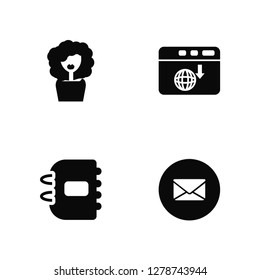 Vector Illustration Of 4 Icons. Editable Pack User, Agenda, Browser, undefined.