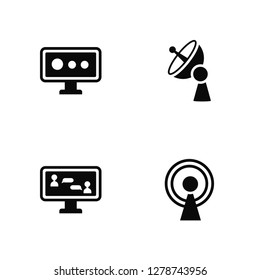 Vector Illustration Of 4 Icons. Editable Pack Monitor, Chat, Satellite, undefined.