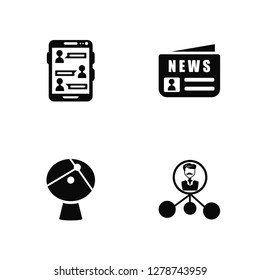 Vector Illustration Of 4 Icons. Editable Pack Chat, Satellite Dish, Newspaper, undefined.