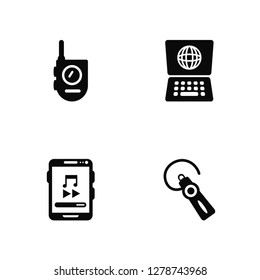 Vector Illustration Of 4 Icons. Editable Pack Walkie talkie, Smartphone, Laptop, undefined.
