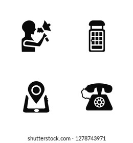 Vector Illustration Of 4 Icons. Editable Pack Speaking, Smartphone, Phone booth, undefined.