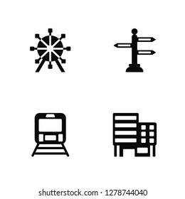 Vector Illustration Of 4 Icons. Editable Pack Ferris wheel, Train, , undefined.