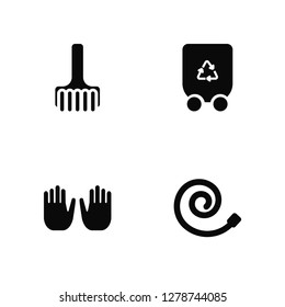 Vector Illustration Of 4 Icons. Editable Pack Duster, Gloves, Container, undefined.