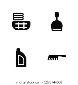 Vector Illustration Of 4 Icons. Editable Pack Clean clothes, Detergent, Dustpan, undefined.