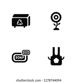 Vector Illustration Of 4 Icons. Editable Pack, Soap, Flowers, undefined.