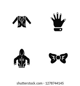 Vector Illustration Of 4 Icons. Editable Pack Oxford Wave Blazer, Hooded Jacket, Wool Gloves, undefined.