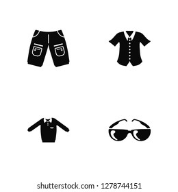 Vector Illustration Of 4 Icons. Editable Pack Chino Shorts, Sweater, Formal Shirt, undefined.