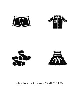 Vector Illustration Of 4 Icons. Editable Pack Boxer, Men Socks, Denim Jacket, undefined.