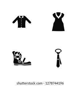 Vector Illustration Of 4 Icons. Editable Pack Collarless Cotton Shirt, Gladiator Sandal, Dress with Butterfly Sleeves, undefined.