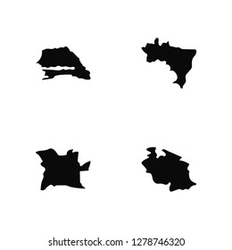 Vector Illustration Of 4 Icons. Editable Pack Senegal map, Angola Brazil undefined.