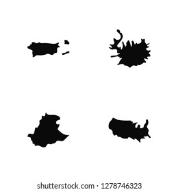Vector Illustration Of 4 Icons. Editable Pack Puerto Rico map, Ethiopia Iceland undefined.