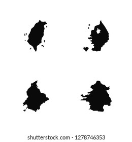 Vector Illustration Of 4 Icons. Editable Pack Taiwan map, Colombia South Korea undefined.