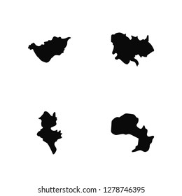 Vector Illustration Of 4 Icons. Editable Pack Hungary map, Tunisia Cambodia undefined.