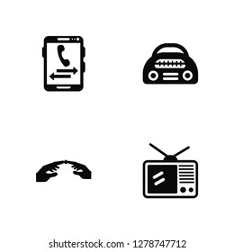 Vector Illustration Of 4 Icons. Editable Pack Phone Call, Connection, Radio, undefined.