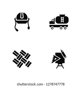 Vector Illustration Of 4 Icons. Editable Pack Helmet, Parquet, Tank truck, undefined.