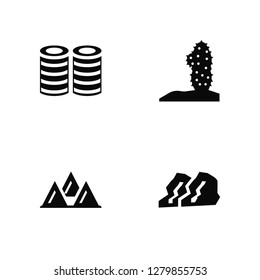 Vector Illustration Of 4 Icons. Editable Pack Barrel, Mountain, Cactus, undefined.