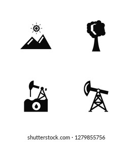 Vector Illustration Of 4 Icons. Editable Pack Sun, Explosion, Tree, undefined.