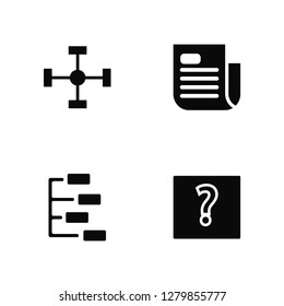 Vector Illustration Of 4 Icons. Editable Pack Nodes, Hierarchical structure, Newspaper, undefined.