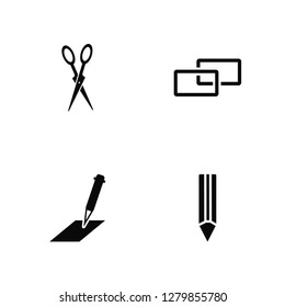 Vector Illustration Of 4 Icons. Editable Pack Scissors, Pencil, Link, undefined.
