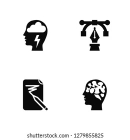 Vector Illustration Of 4 Icons. Editable Pack Brainstorm, Sketching, , undefined.