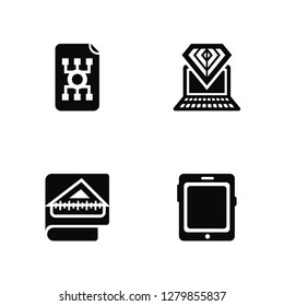 Vector Illustration Of 4 Icons. Editable Pack, print, Laptop, undefined.