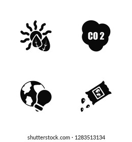 Vector Illustration Of 4 Icons. Editable Pack Leaf, Worldwide, Co2, undefined.