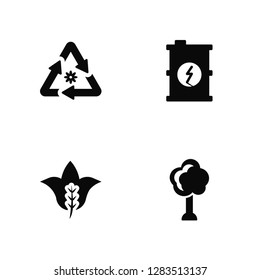 Vector Illustration Of 4 Icons. Editable Pack Recycle, Leaves, Barrel, undefined.