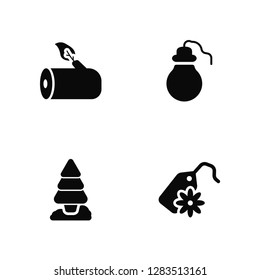 Vector Illustration Of 4 Icons. Editable Pack Wood, Pine, Light bulb, undefined.