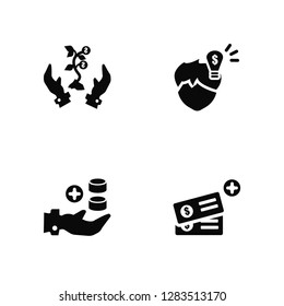 Vector Illustration Of 4 Icons. Editable Pack Sprout, Growth, Strategy, undefined.