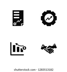 Vector Illustration Of 4 Icons. Editable Pack Invoice, Growth, Productivity, undefined.