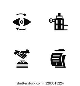 Vector Illustration Of 4 Icons. Editable Pack Analytics, Deal, Bank, undefined.