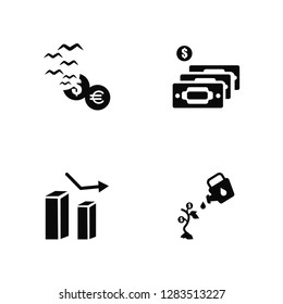 Vector Illustration Of 4 Icons. Editable Pack Loss, Analytics, Money, undefined.