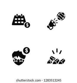 Vector Illustration Of 4 Icons. Editable Pack Calendar, Dollar, Marketing, undefined.