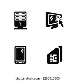 Vector Illustration Of 4 Icons. Editable Pack Server, Operating System, Click, undefined.