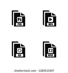 Vector Illustration Of 4 Icons. Editable Pack Psd, Gif, Mp4, undefined.