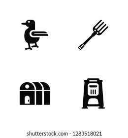 Vector Illustration Of 4 Icons. Editable Pack Duck, house, Roak, undefined.