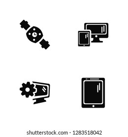 Vector Illustration Of 4 Icons. Editable Pack Watch, Settings, Devices, undefined.