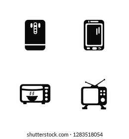 Vector Illustration Of 4 Icons. Editable Pack Phone, Microwave, Tablet, undefined.