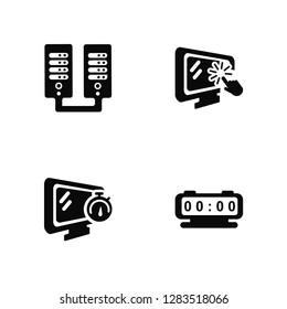 Vector Illustration Of 4 Icons. Editable Pack Server, Timer, Pointer, undefined.
