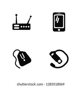 Vector Illustration Of 4 Icons. Editable Pack Wireless, Mouse, Mobile, undefined.
