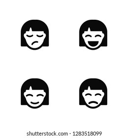 Vector Illustration Of 4 Icons. Editable Pack Sceptic, Joyful, Smile, undefined.