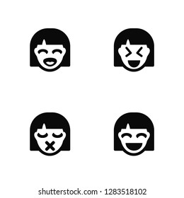 Vector Illustration Of 4 Icons. Editable Pack Laughing, Secret, Happy, undefined.
