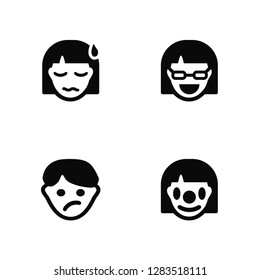 Vector Illustration Of 4 Icons. Editable Pack Sick, Confused, Nerd, undefined.