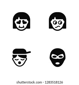 Vector Illustration Of 4 Icons. Editable Pack Love, Rapper, Confused, undefined.