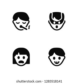 Vector Illustration Of 4 Icons. Editable Pack Smoked, Sca, Superhero, undefined.
