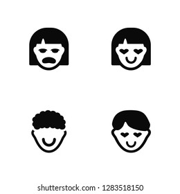 Vector Illustration Of 4 Icons. Editable Pack Miserly, Rockstar, In love, undefined.