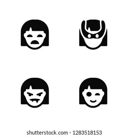 Vector Illustration Of 4 Icons. Editable Pack Girl, Vampire, Superhero, undefined.