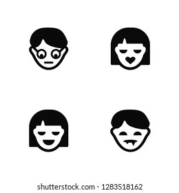 Vector Illustration Of 4 Icons. Editable Pack Geek, Happy, Kiss, undefined.